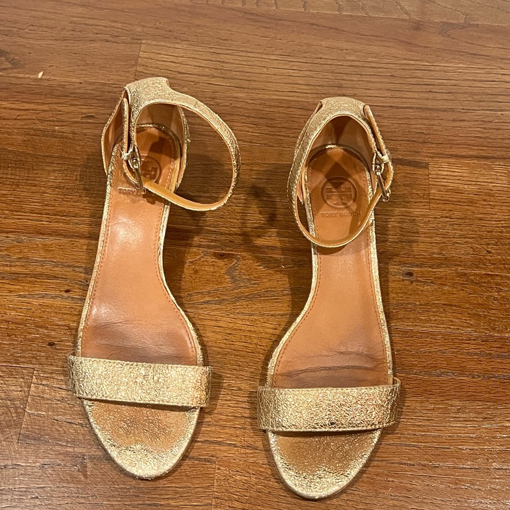 Tory Burch Gold Savannah Wedge Sandal